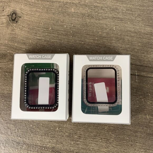 2pk Bling Screen Protector Case Cover For Apple Watch 3/2/1 - 38mm Black Clear - Picture 3 of 12